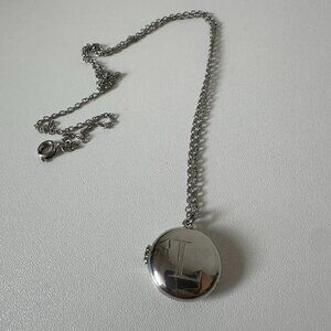 NEW Athra Initial L Necklace Locket Fine Silver Plated Silverworks 18" + 2"